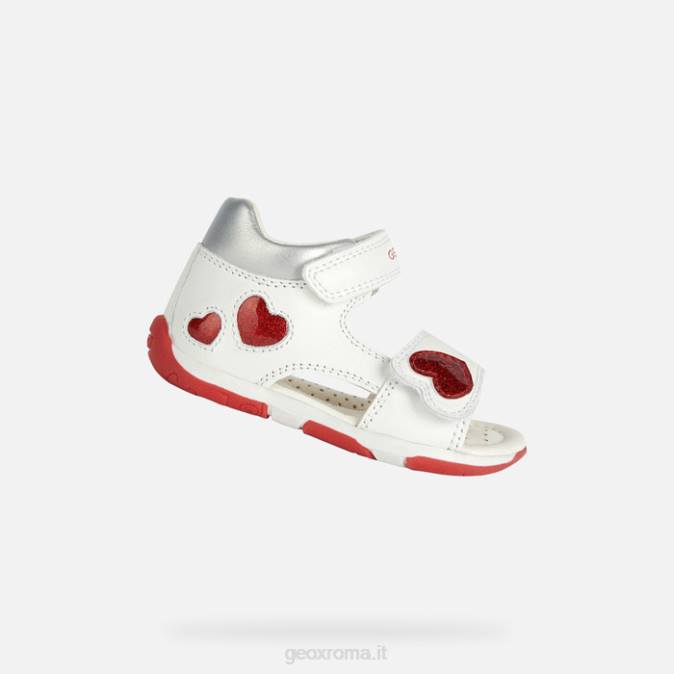 sandalo tapuz bambina FX0W2014 bianco rosso Geox