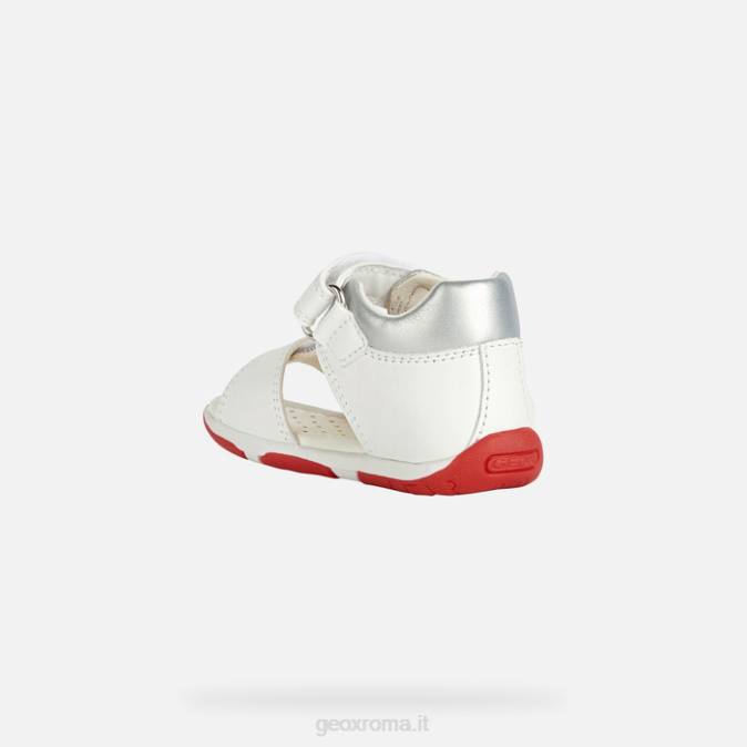 sandalo tapuz bambina FX0W2014 bianco rosso Geox