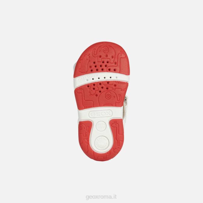 sandalo tapuz bambina FX0W2014 bianco rosso Geox