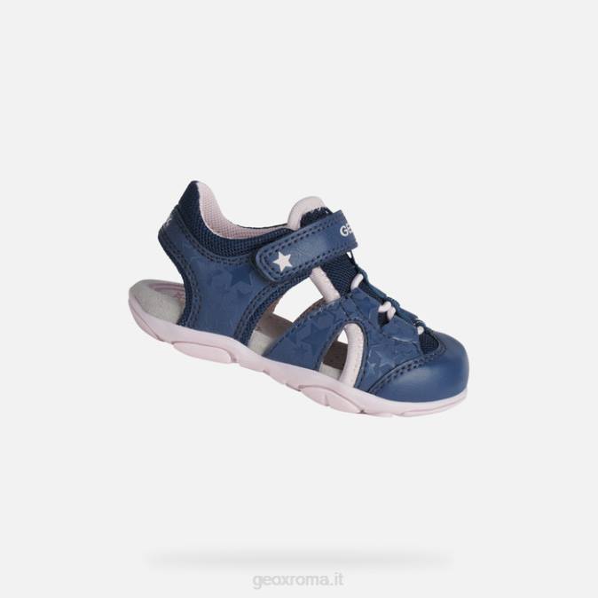 sandalo agasim bambino FX0W1514 blu navy/rosa Geox