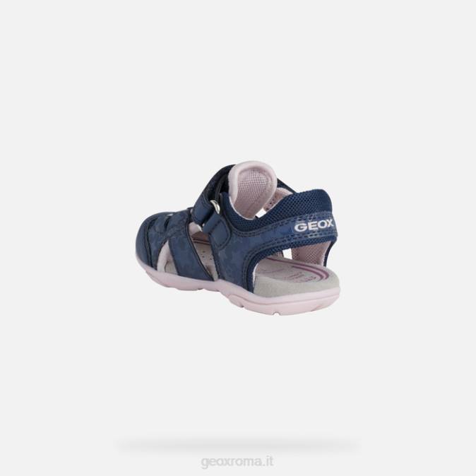 sandalo agasim bambino FX0W1514 blu navy/rosa Geox