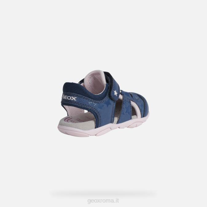 sandalo agasim bambino FX0W1514 blu navy/rosa Geox