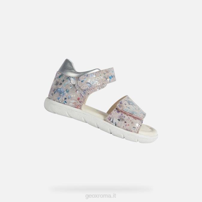 sandalo tutto bambino FX0W1549 rosa chiaro/argento Geox