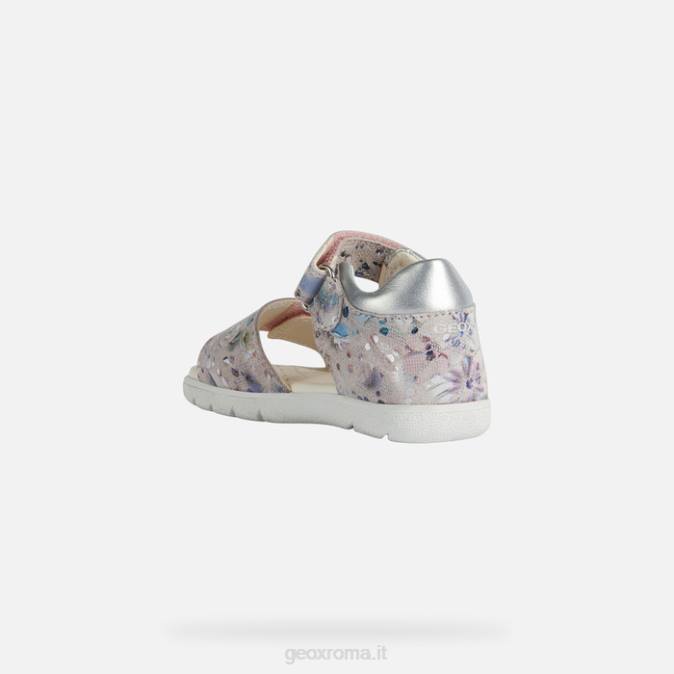 sandalo tutto bambino FX0W1549 rosa chiaro/argento Geox
