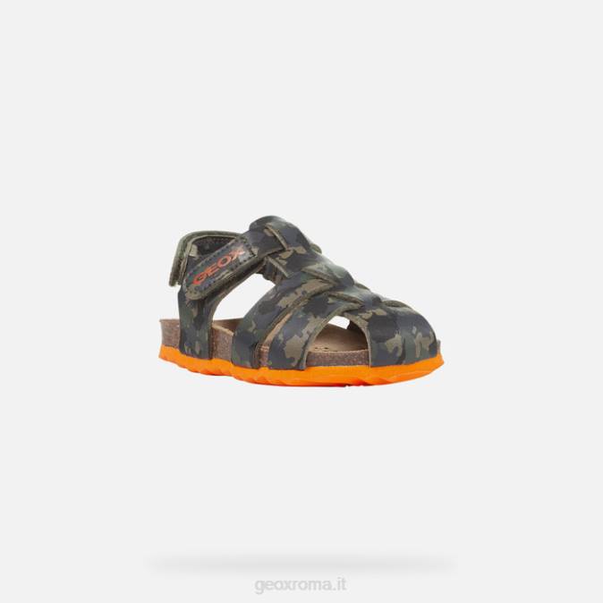 sandalo chalki bambino FX0W1498 militare/arancione Geox