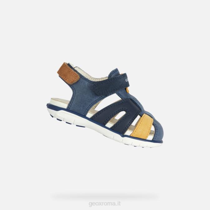 sandalo delhi bambino FX0W2018 blu navy/giallo ocra Geox