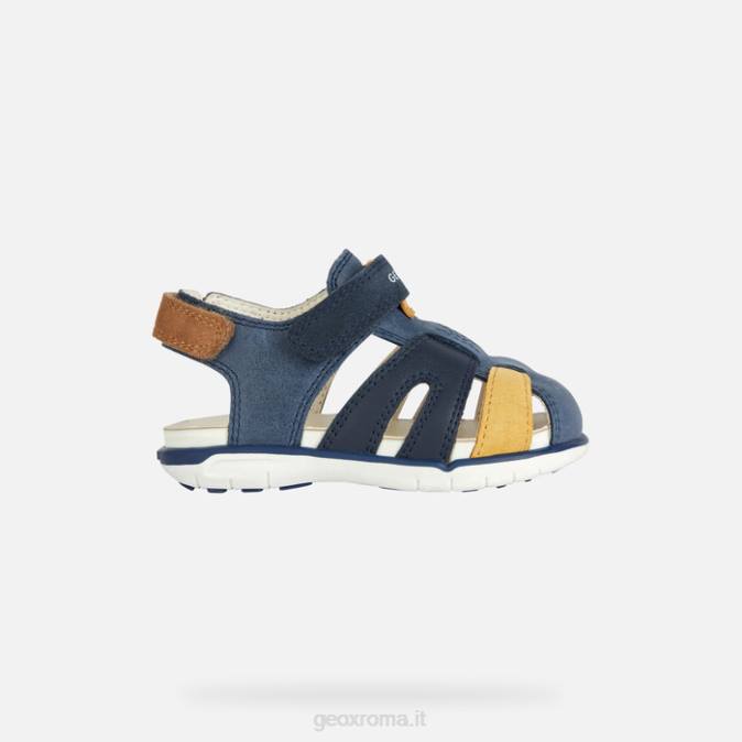 sandalo delhi bambino FX0W2018 blu navy/giallo ocra Geox