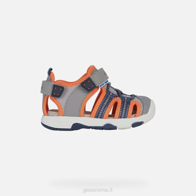sandalo multi bambino FX0W1435 grigio/arancio fluo Geox