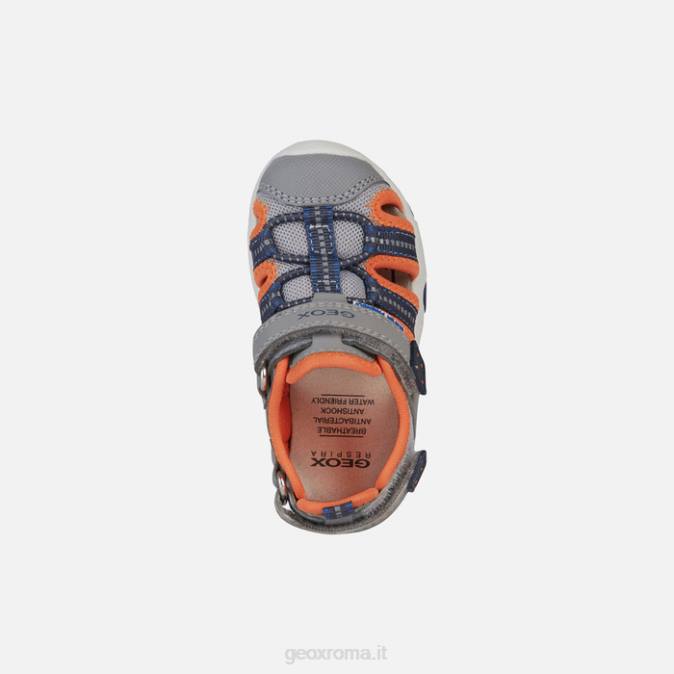 sandalo multi bambino FX0W1435 grigio/arancio fluo Geox