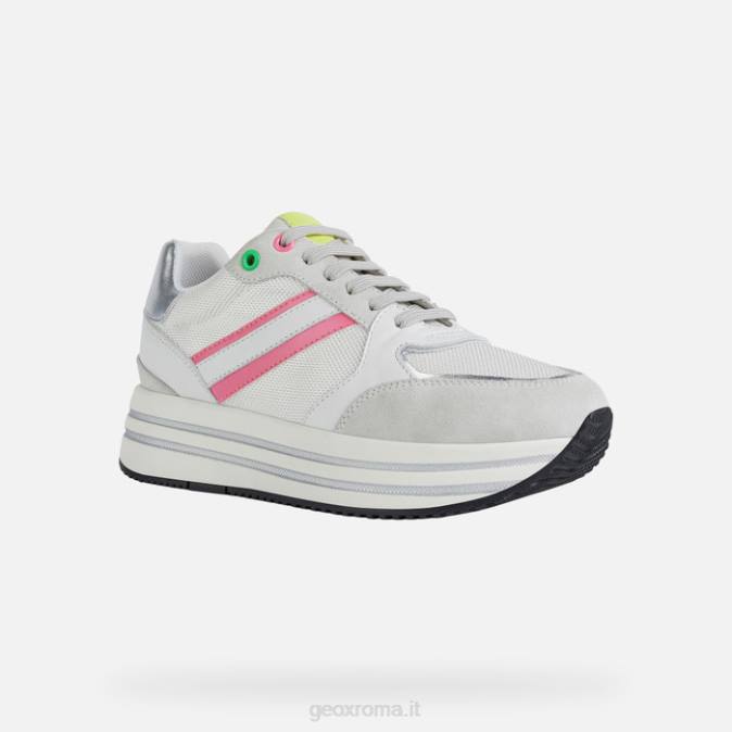 donna kency FX0W398 bianco/fucsia fluo Geox