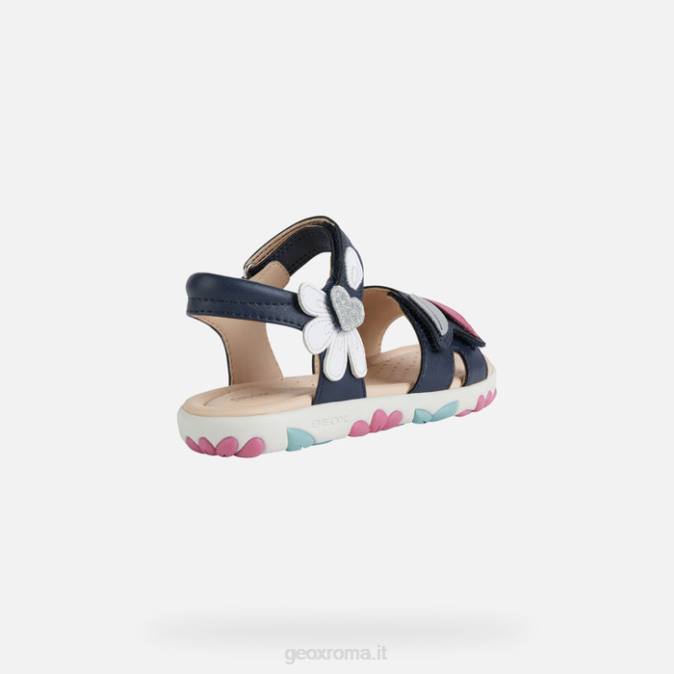 sandalo haiti ragazza FX0W1177 blu marino/bianco Geox