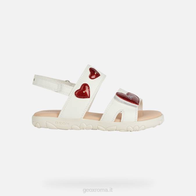 sandalo haiti ragazza FX0W1880 bianco rosso Geox