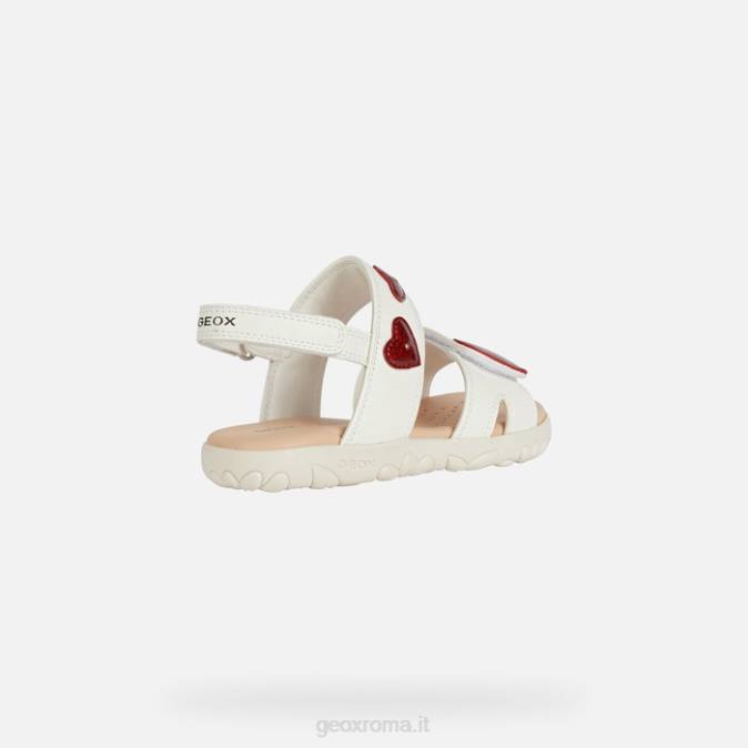 sandalo haiti ragazza FX0W1880 bianco rosso Geox
