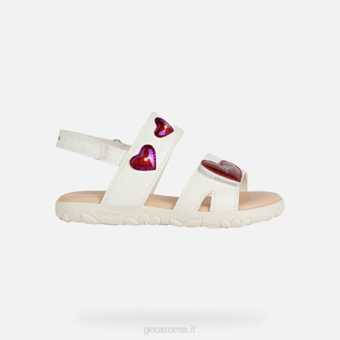 sandalo haiti ragazza FX0W1880 bianco rosso Geox